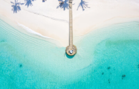 Top view of Maldives beach