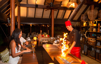 teppanyaki grill at Fushifaru Maldives Resort